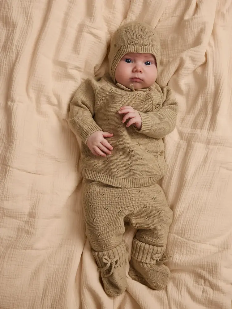 Lil'Atelier Baby Laguna wrap knit - White Pepper