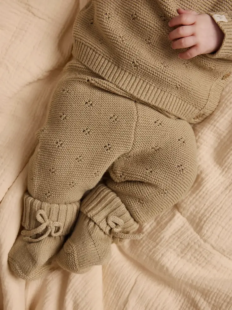 Lil'Atelier Baby Laguna Knit Pants - White  Pepper