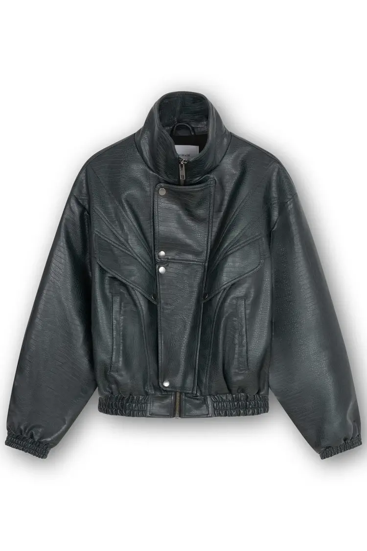 Homage Crocodile Bomber Jacket - Dark Petrol