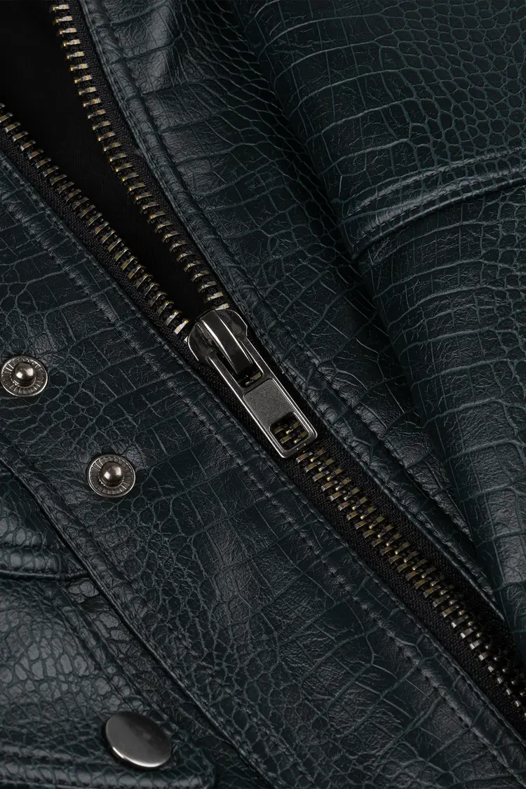 Homage Crocodile Bomber Jacket - Dark Petrol