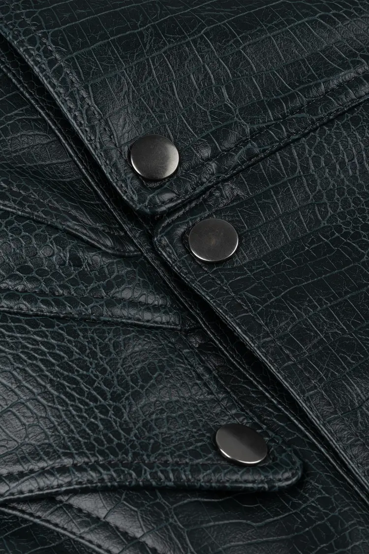 Homage Crocodile Bomber Jacket - Dark Petrol