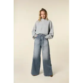 Homage Extra Wide Leg Jeans With Double Cords - Greyish Blue