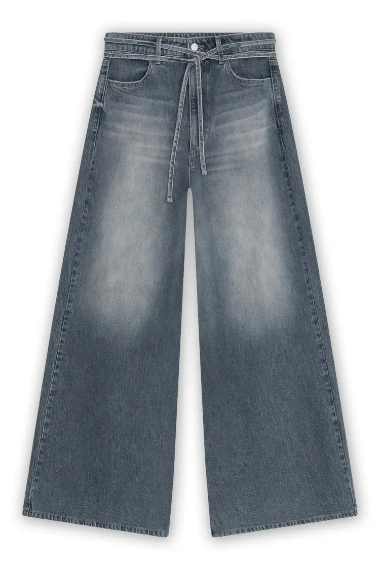 Homage Extra Wide Leg Jeans With Double Cords - Greyish Blue