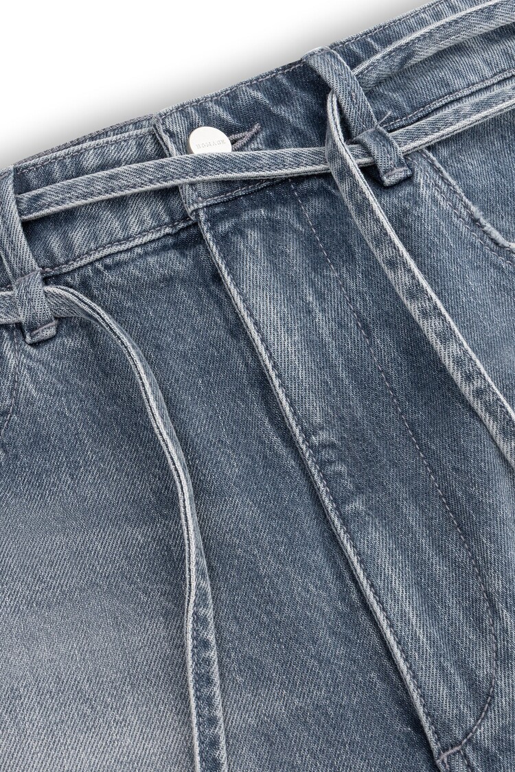 Homage Extra Wide Leg Jeans With Double Cords - Greyish Blue