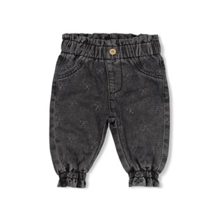 Feetje Broek met borduursels - Antraciet