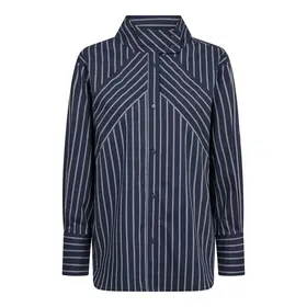 Co'Couture Somo Stripe Funnel Neck Shirt - Navy