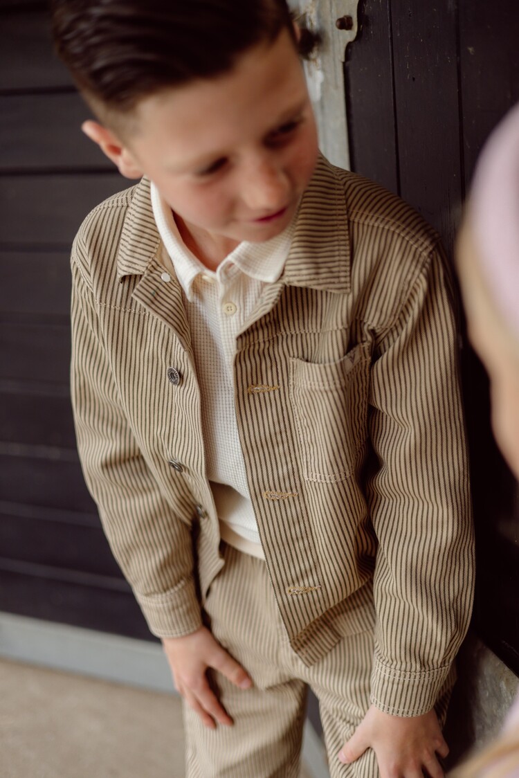 LEVV Jacket Jurre - Dark Green Stripe