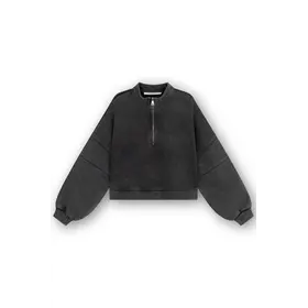 Homage High Neck Sweater With Zipper - Washed Antracite