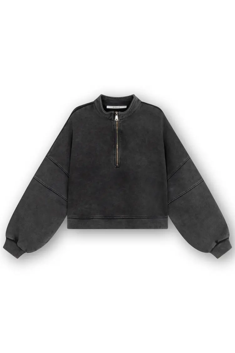 Homage High Neck Sweater With Zipper - Washed Antracite