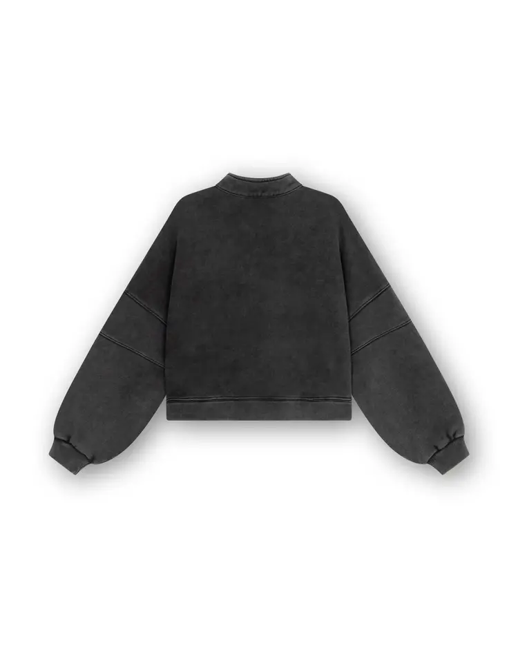 Homage High Neck Sweater With Zipper - Washed Antracite