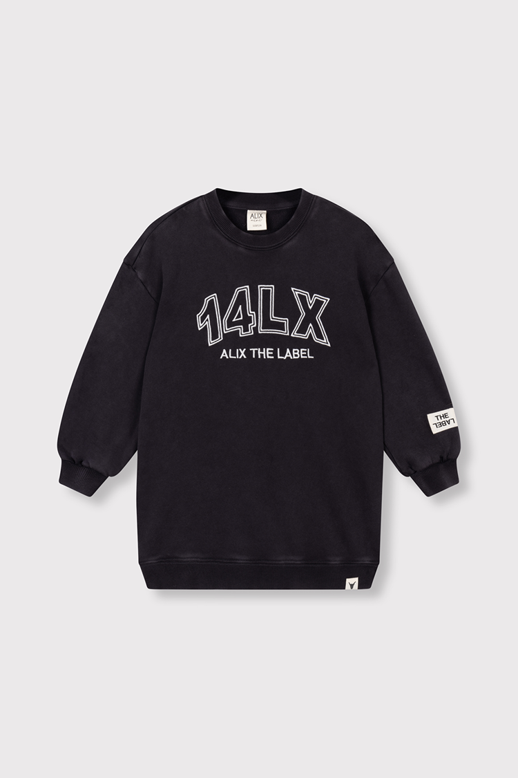 Alix the label Kids Knitted 14lx Sweatdress - Charcoa L Grey