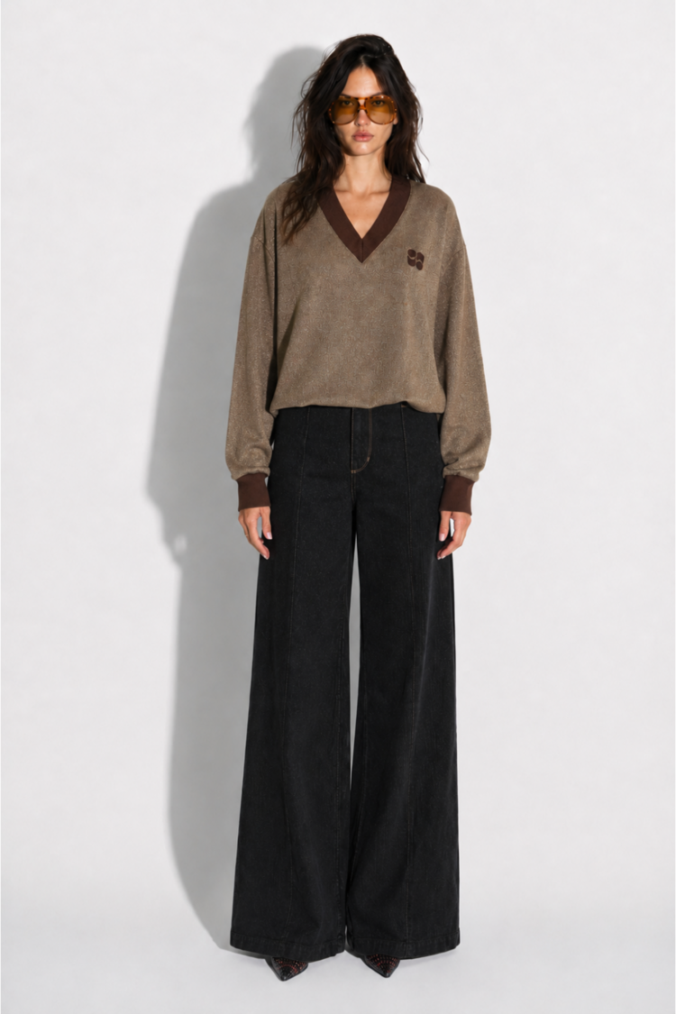 Imprevu Kravitz sweatshirt lurex - chocoladebruin