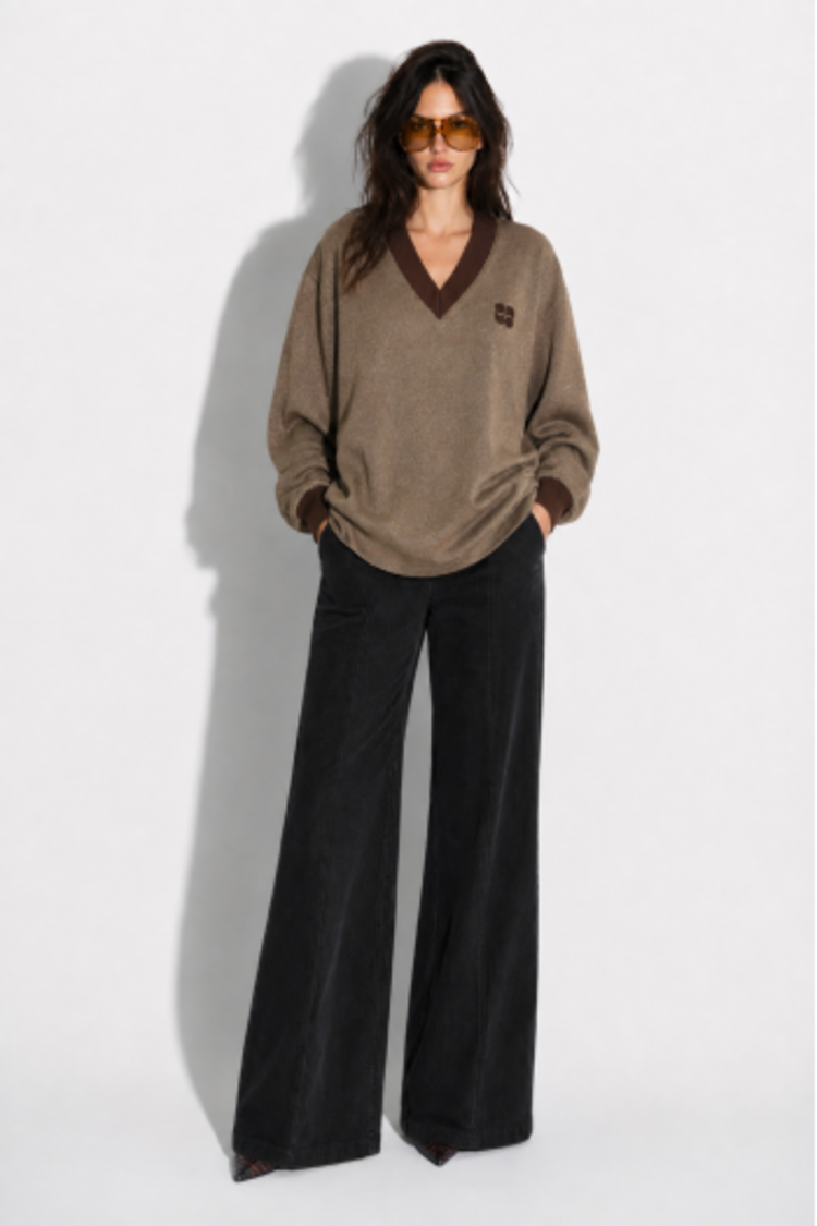 Imprevu Kravitz sweatshirt lurex - chocoladebruin
