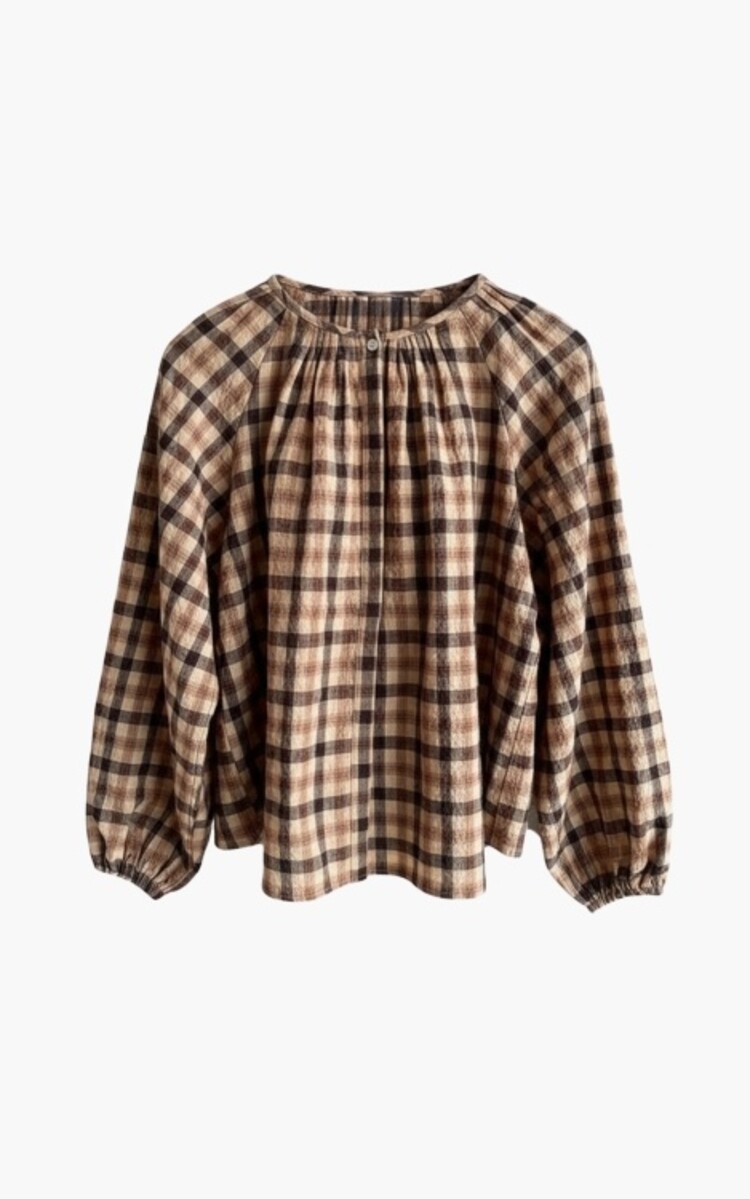 Aimée The Label Peer Blouse - Brown/Black Sand Check