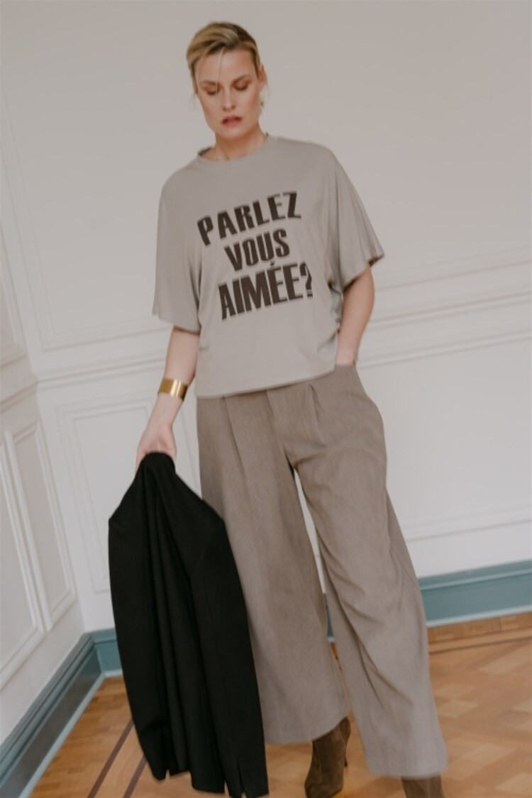 Aimée The Label San Diego Ribcord Trouser - Taupe
