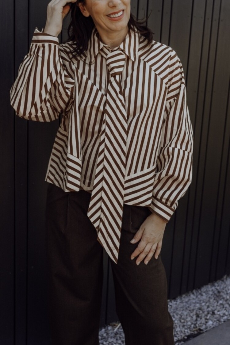 Aimée The Label Oslo Blouse - Brown Stripe