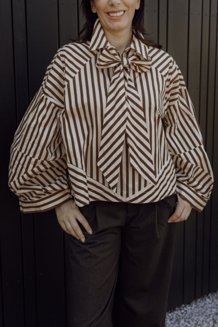 Aimée The Label Oslo Blouse - Brown Stripe
