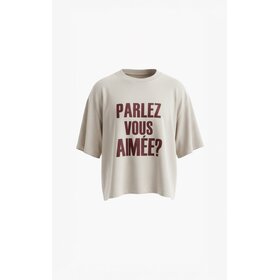 Aimée The Label Elara T-shirt - Grey/Burgundy text