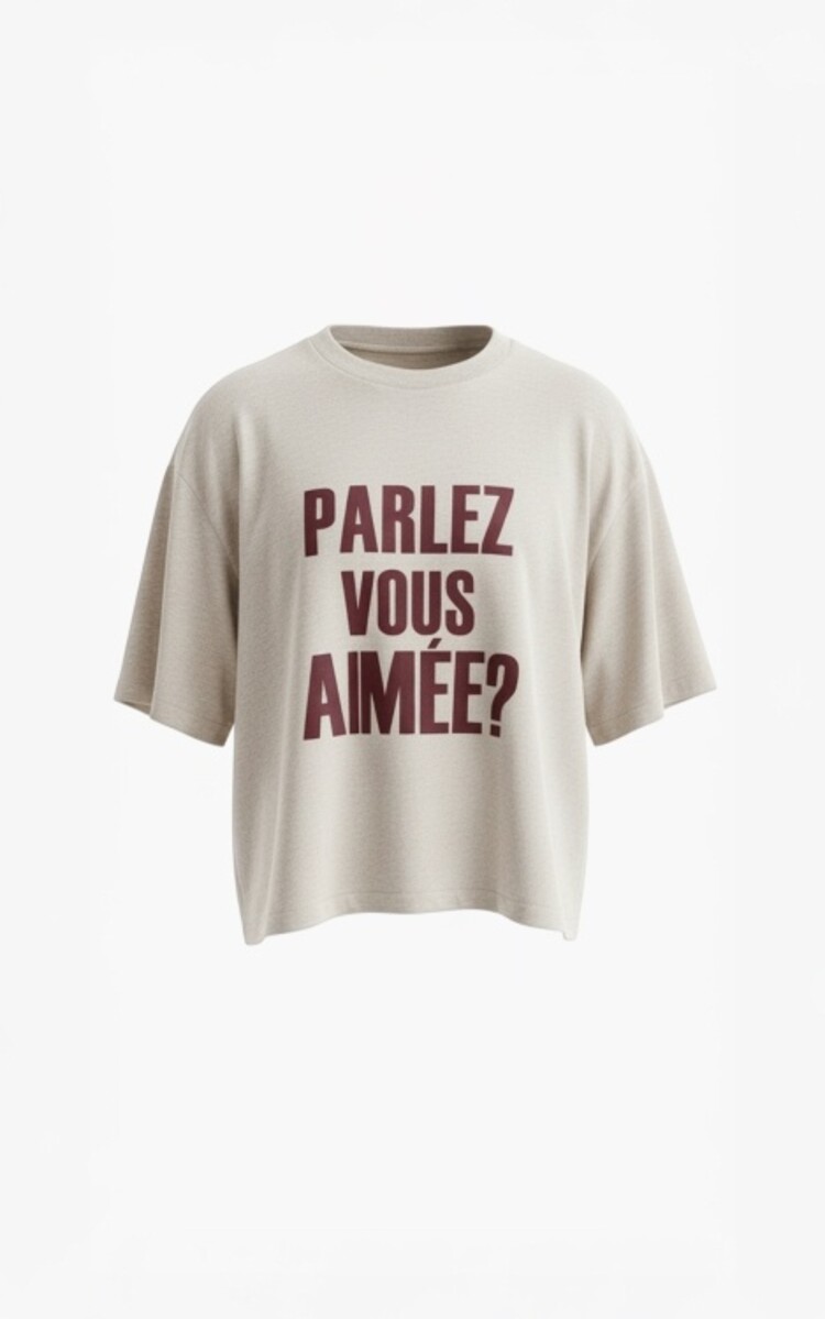 Aimée The Label Elara T-shirt - Grey/Burgundy text