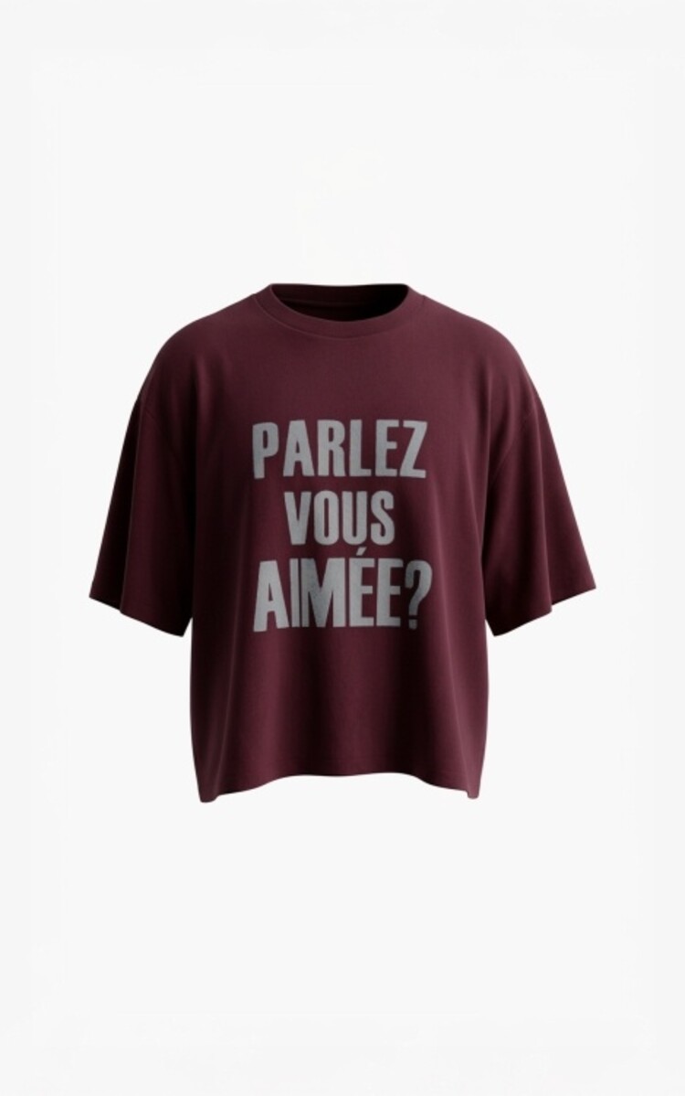 Aimée The Label Elara T-shirt - Burgundy/Offwhite letters