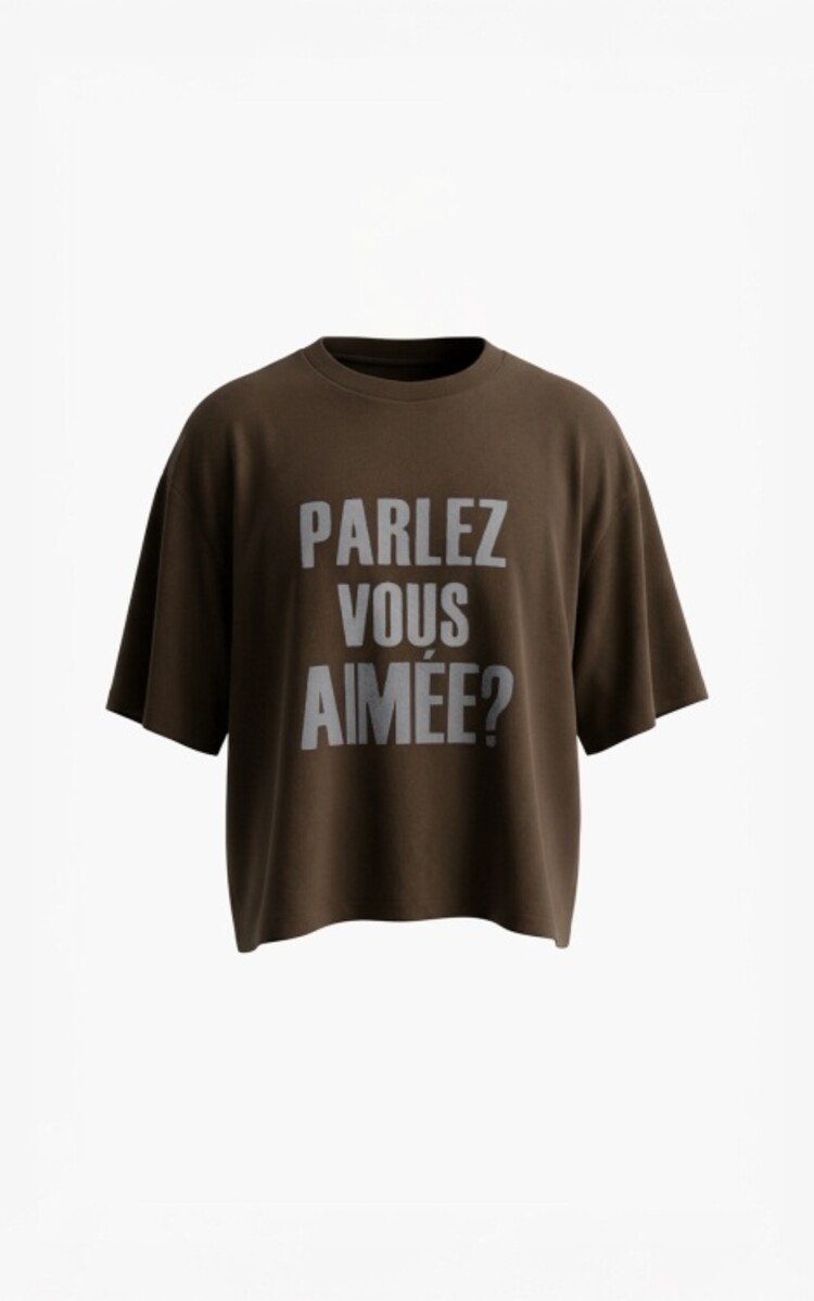 Aimée The Label Elara T-shirt - Brown/Offwhite letters