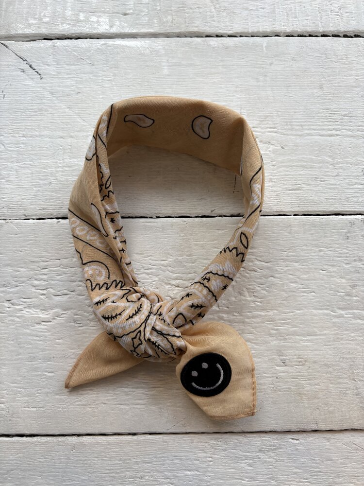 bandana - beige/ zwart smiley