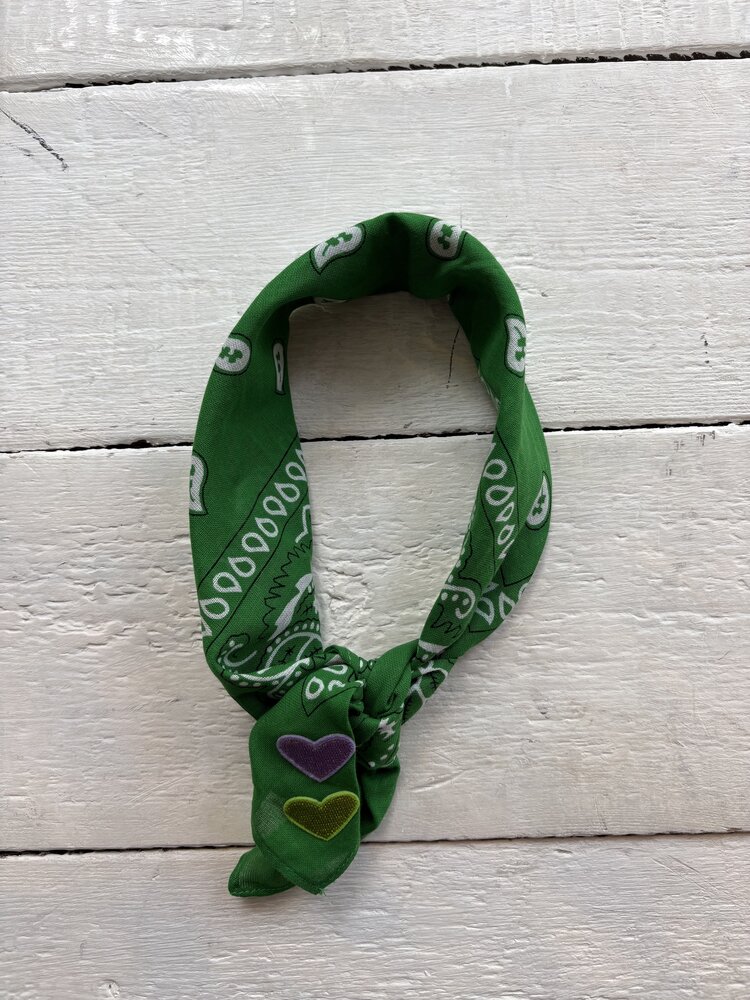 Bandana - groen/paars hartje