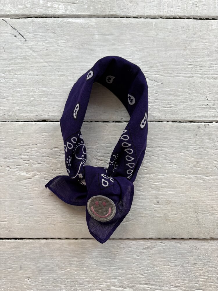Bandana - paars/zilver smiley