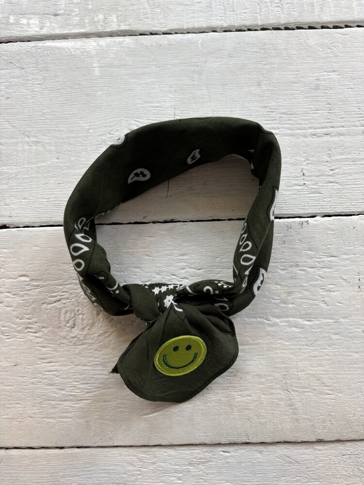 Bandana - donkergroen/groen smiley