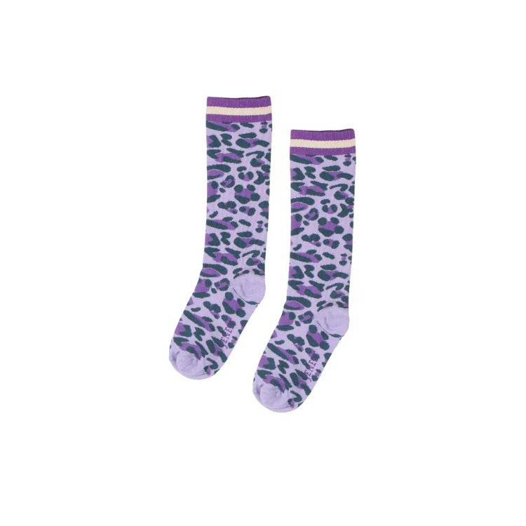 Jenest Fancy Calf socks - lavender purple leopard
