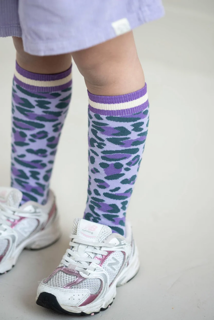 Jenest Fancy Calf socks - lavender purple leopard