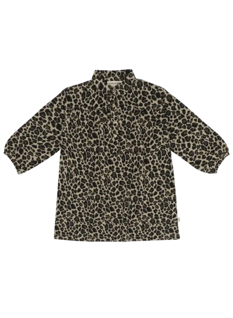 House of Jamie Shirt Collar Dress - Leopard Moonlight