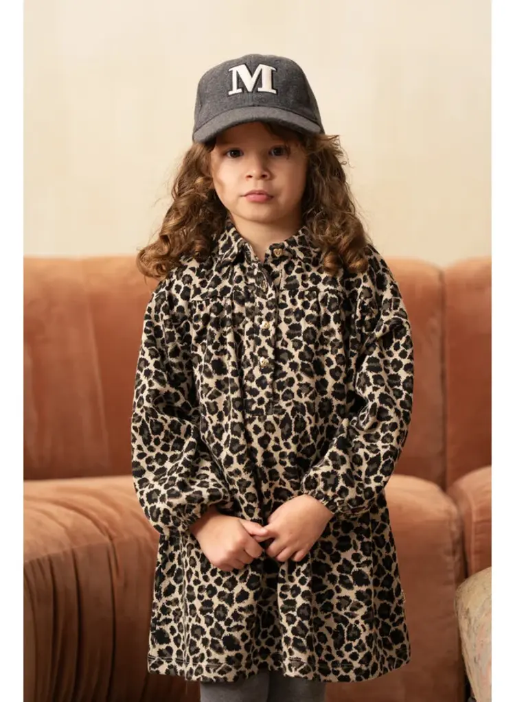 House of Jamie Shirt Collar Dress - Leopard Moonlight