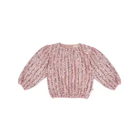 House of Jamie Puff Balloon Sequins Sweater - Rose Mauve