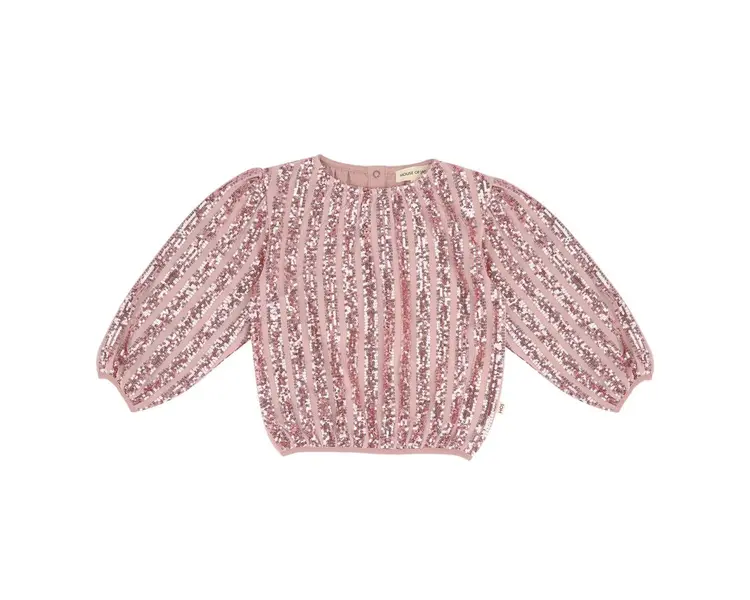 House of Jamie Puff Balloon Sequins Sweater - Rose Mauve