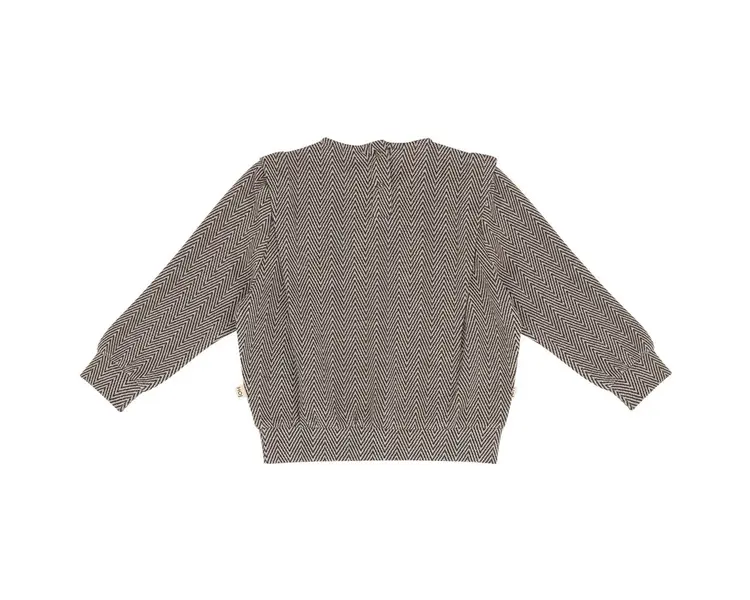 House of Jamie Shoulder Sweater - Sandshell Zig Zag