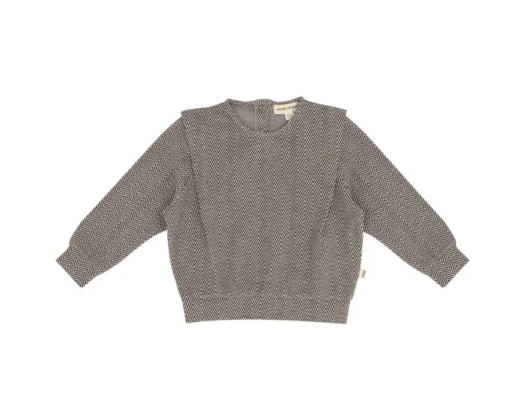 House of Jamie Shoulder Sweater - Sandshell Zig Zag