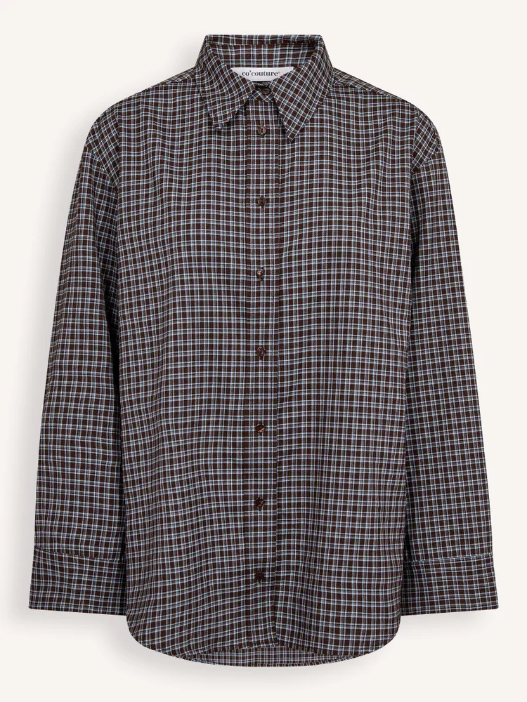Co'Couture Odem Check Cuff Shirt - Dark Brown