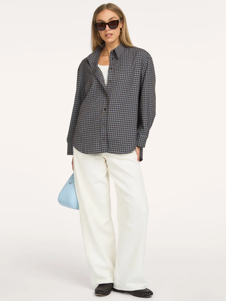 Co'Couture Odem Check Cuff Shirt - Dark Brown