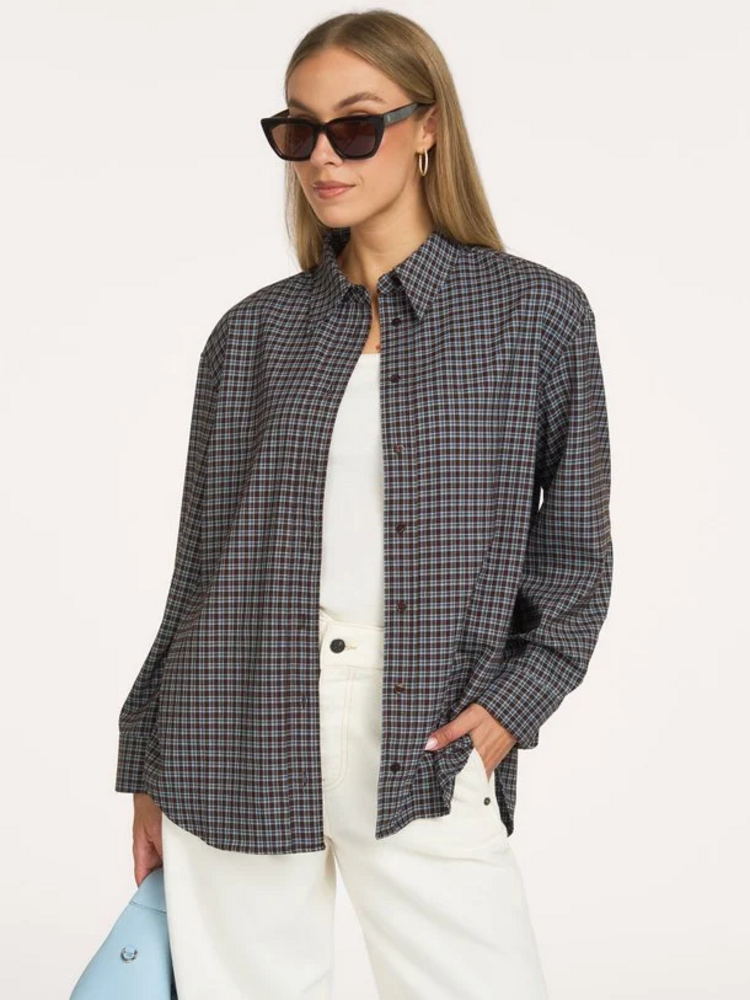 Co'Couture Odem Check Cuff Shirt - Dark Brown