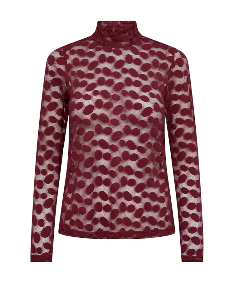 Co'Couture Penola Turtleneck Blouse - Wine Red