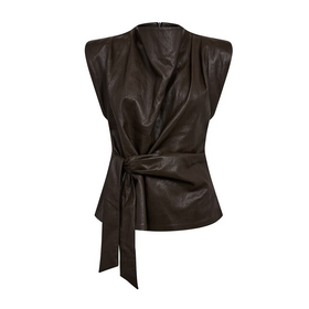 Co'Couture Gitt Pleat Top - Dark Brown