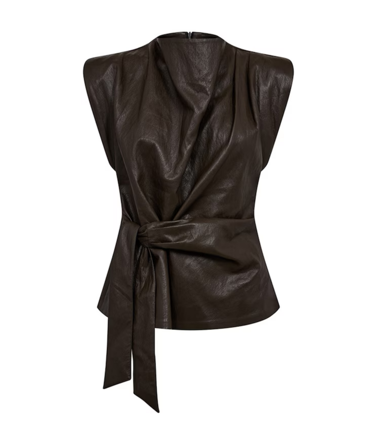 Co'Couture Gitt Pleat Top - Dark Brown