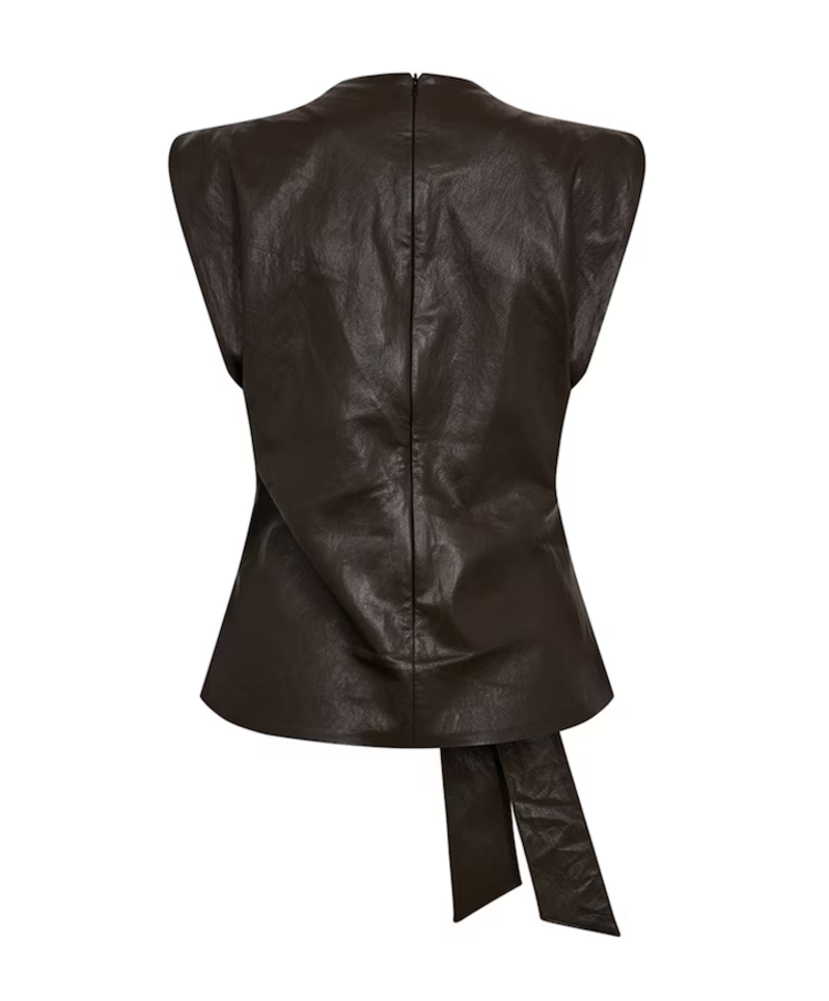 Co'Couture Gitt Pleat Top - Dark Brown