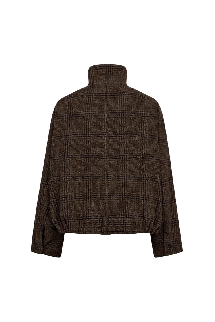 Co'Couture Olva  Check Balloon Jacket - Dark Brown