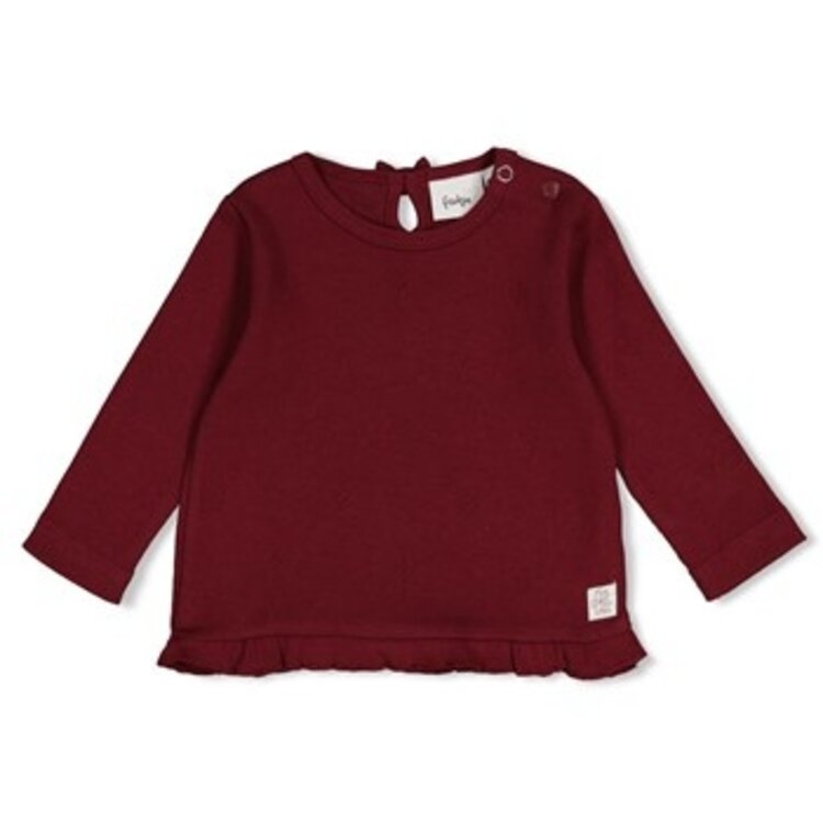 Feetje Longsleeve pointelle rib - My little Love - Bordeaux