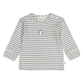 Feetje Longsleeve rib streep - Pengiun Cuddles - Antraciet