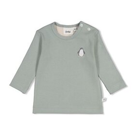 Feetje Longsleeve rib - Pengiun Cuddles - Zeegroen