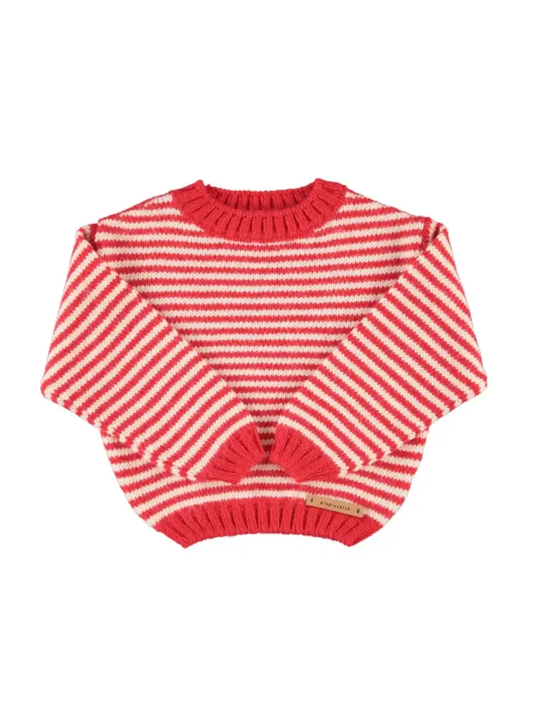 Piupiuchick Knitted Sweater - Ecru & Red Stripes