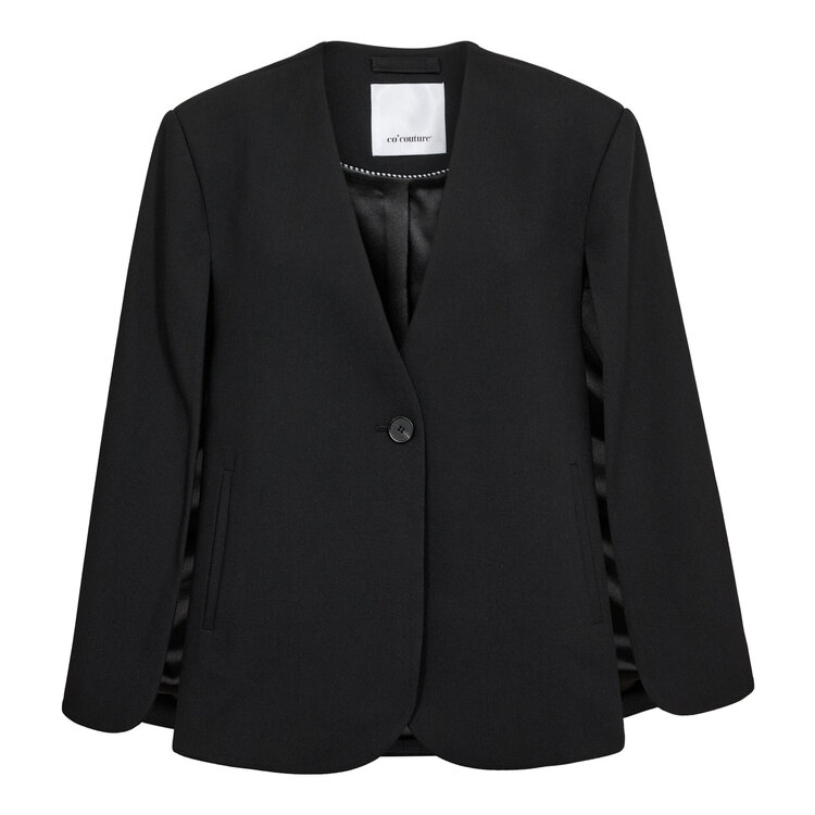 Co'Couture Vola Cape Button Blazer - Black